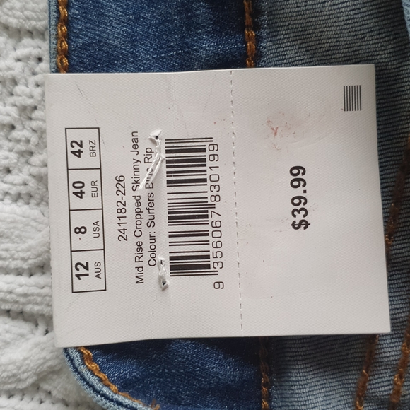Womans Cotton:On Mid Ceopped Skinny Size 8 Light Denim Wash - Picture 5 of 6